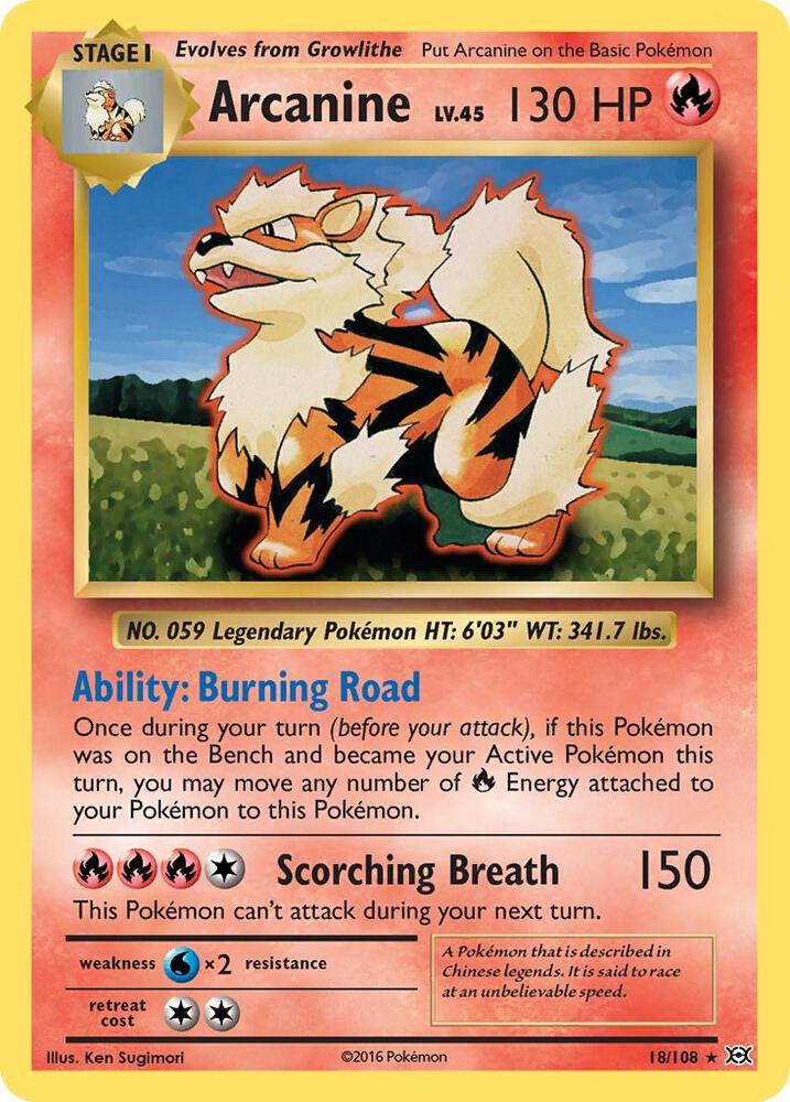Arcanine Rare XY - Evolutions 18/108 LP