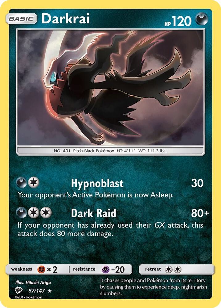 Darkrai Holo Rare SM - Burning Shadows 87/147 NM