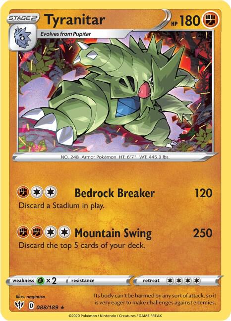 Tyranitar Holo Rare SWSH03: Darkness Ablaze 088/189 NM