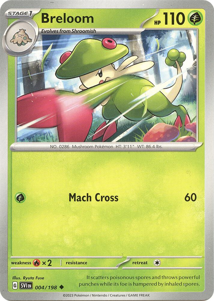Breloom Reverse Holo Uncommon SV01: Scarlet & Violet Base Set 004/198 NM