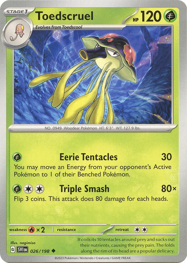 Toedscruel Reverse Holo Uncommon SV01: Scarlet & Violet Base Set 026/198 NM