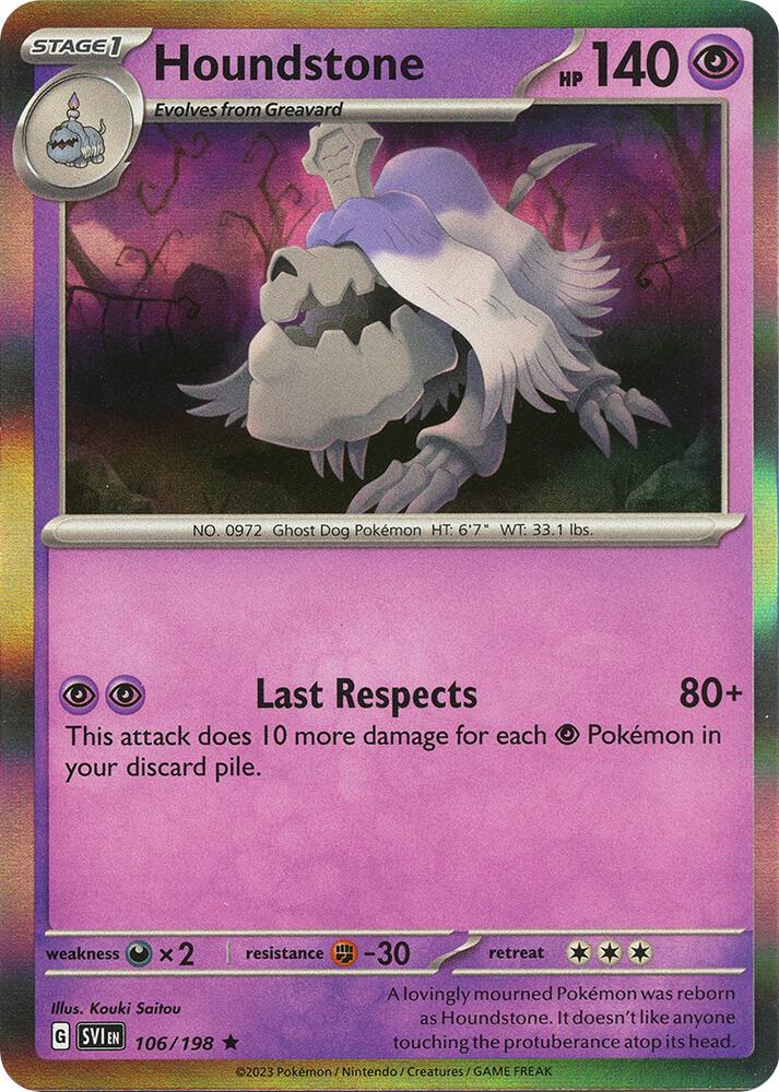 Houndstone Reverse Holo Rare SV01: Scarlet & Violet Base Set 106/198 NM