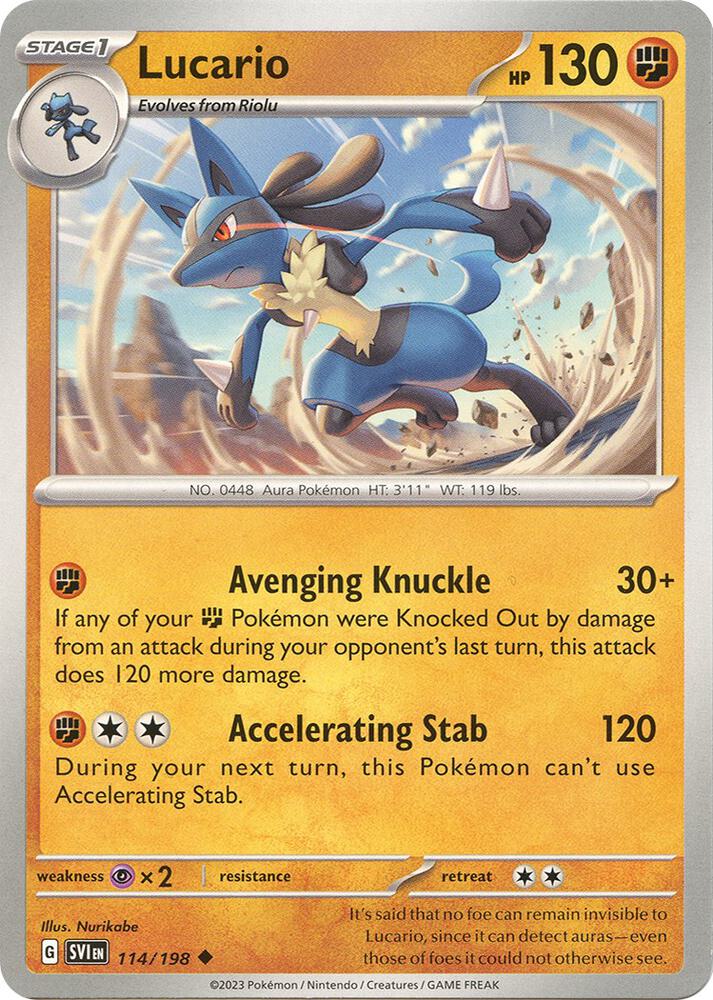 Lucario - 114/198 Uncommon SV01: Scarlet & Violet Base Set 114/198 NM
