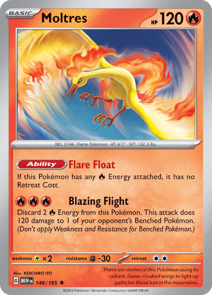 Moltres Holo Rare SV: Scarlet & Violet 151 146/165 NM