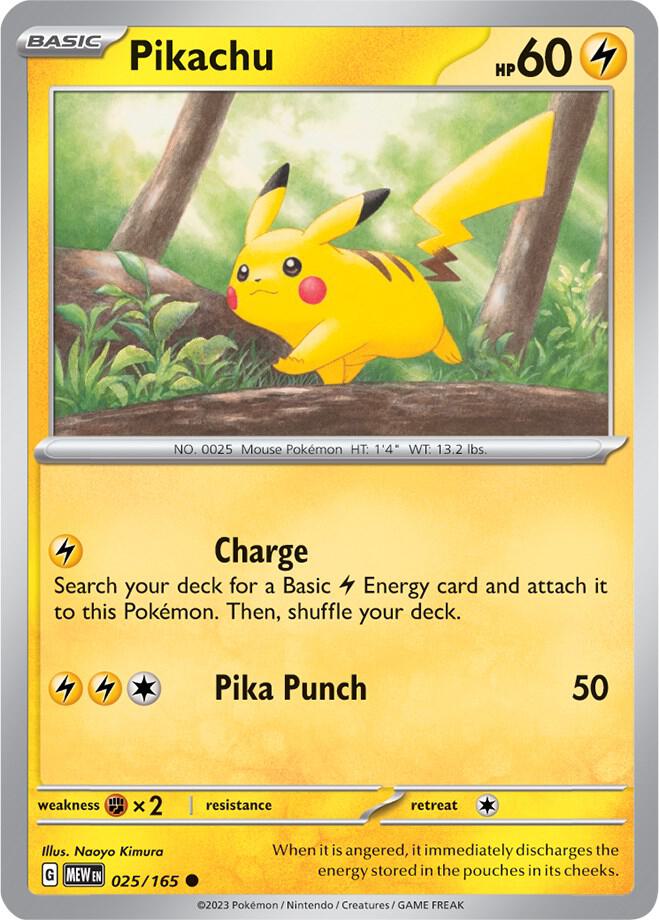 Pikachu - 025/165 Reverse Holo Common SV: Scarlet & Violet 151 025/165 NM