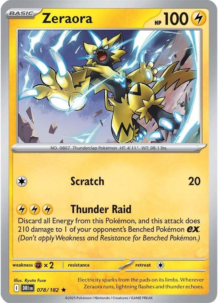 Zeraora Holo Rare SV10: Destined Rivals 078/182 NM