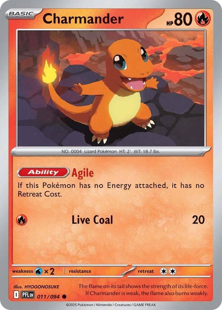 Charmander Reverse Holo Common ME02: Phantasmal Flames 011/094 NM
