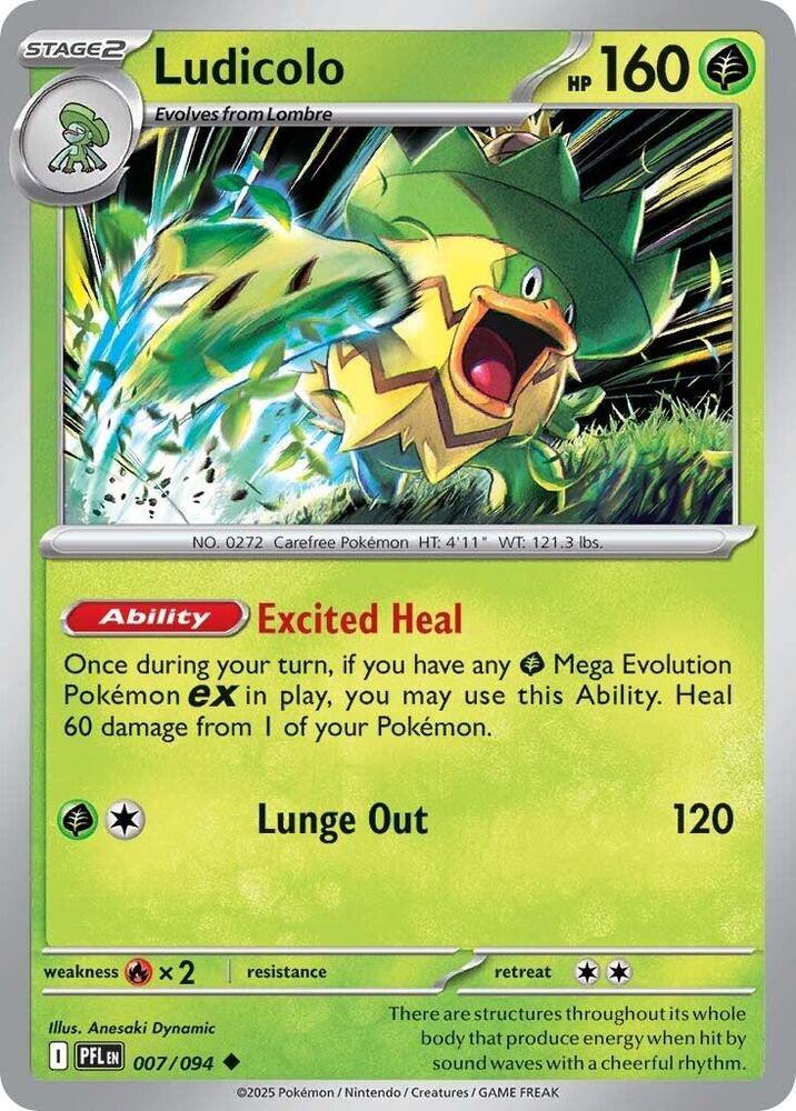 Ludicolo - 007/094 Uncommon ME02: Phantasmal Flames 007/094 NM