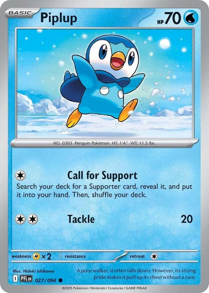 Piplup - 027/094 Reverse Holo Common ME02: Phantasmal Flames 027/094 NM