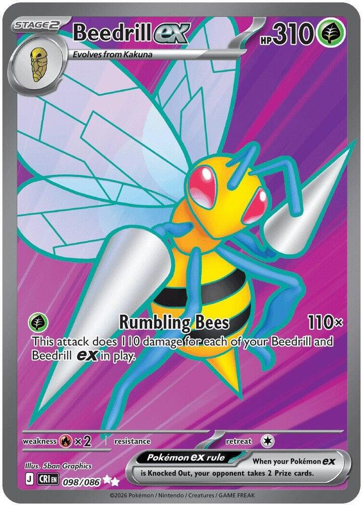 Beedrill ex - 098/086 Holo Ultra Rare ME04: Chaos Rising 098/086 NM