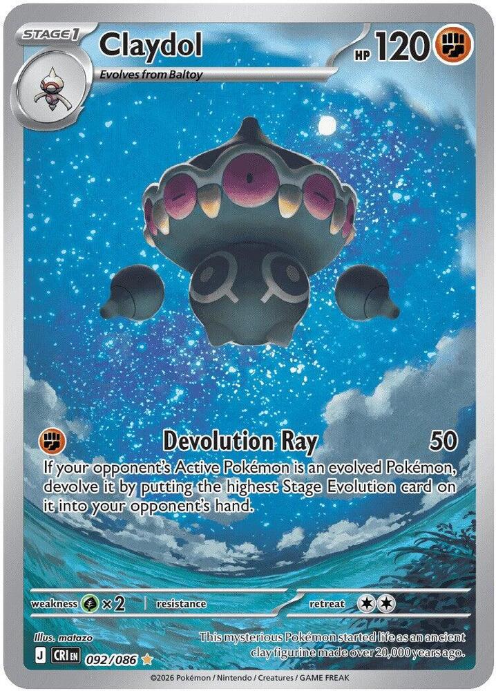 Claydol - 092/086 Holo Illustration Rare ME04: Chaos Rising 092/086 NM