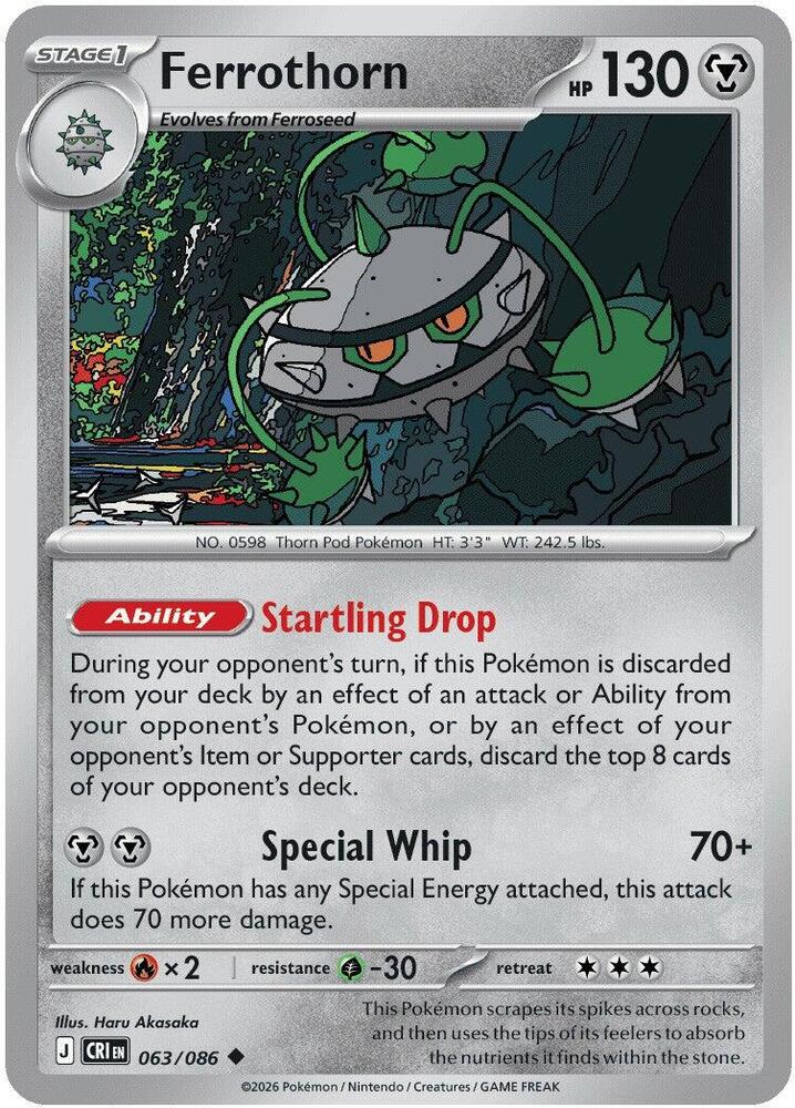 Ferrothorn Reverse Holo Uncommon ME04: Chaos Rising 063/086 NM