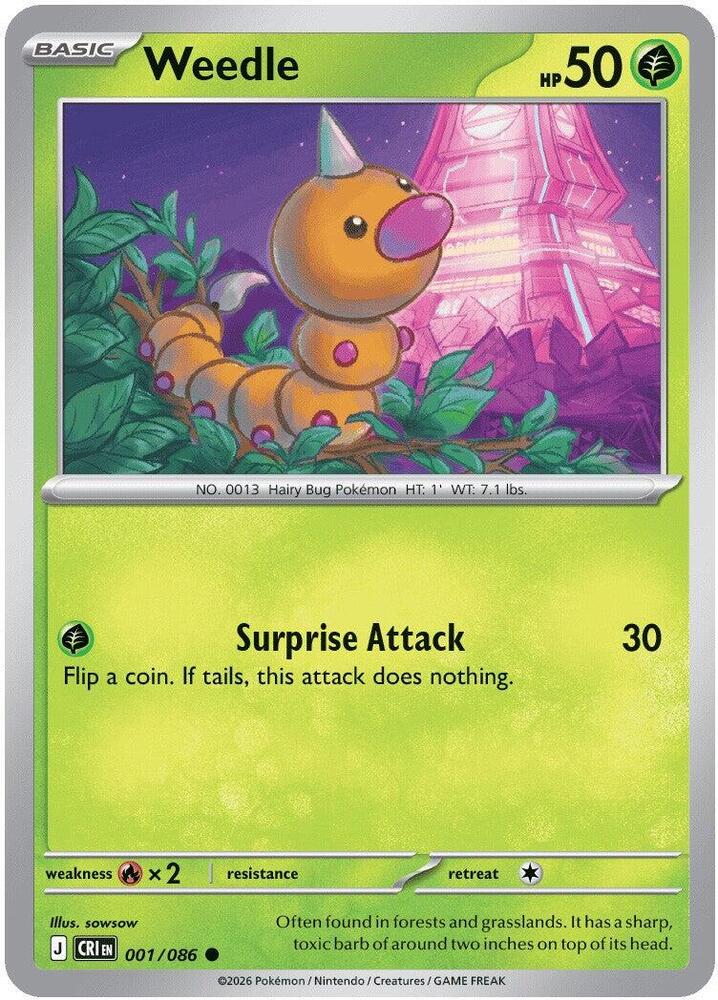 Weedle Common ME04: Chaos Rising 001/086 NM