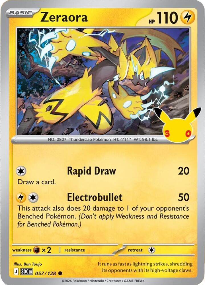Zeraora Holo Common ME: 30th Celebration 057/128 NM