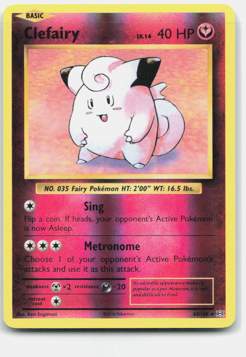 Clefairy Reverse Holo Holo Rare XY - Evolutions 63/108 NM