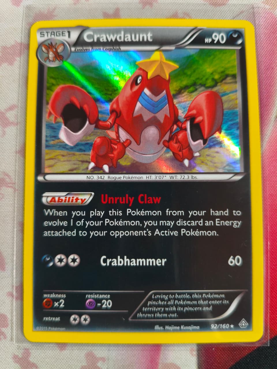 Crawdaunt Reverse Holo Holo Rare XY - Primal Clash 92/160 NM
