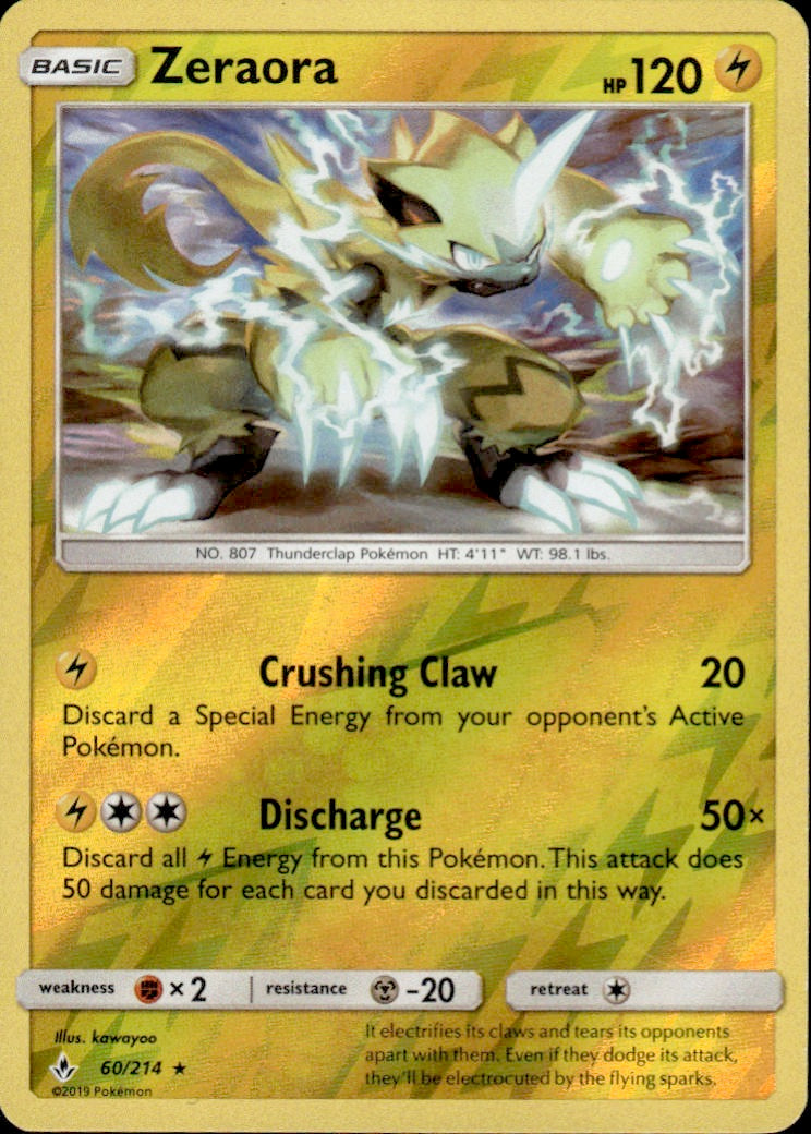 Zeraora Reverse Holo Rare SM - Unbroken Bonds 60/214 LP