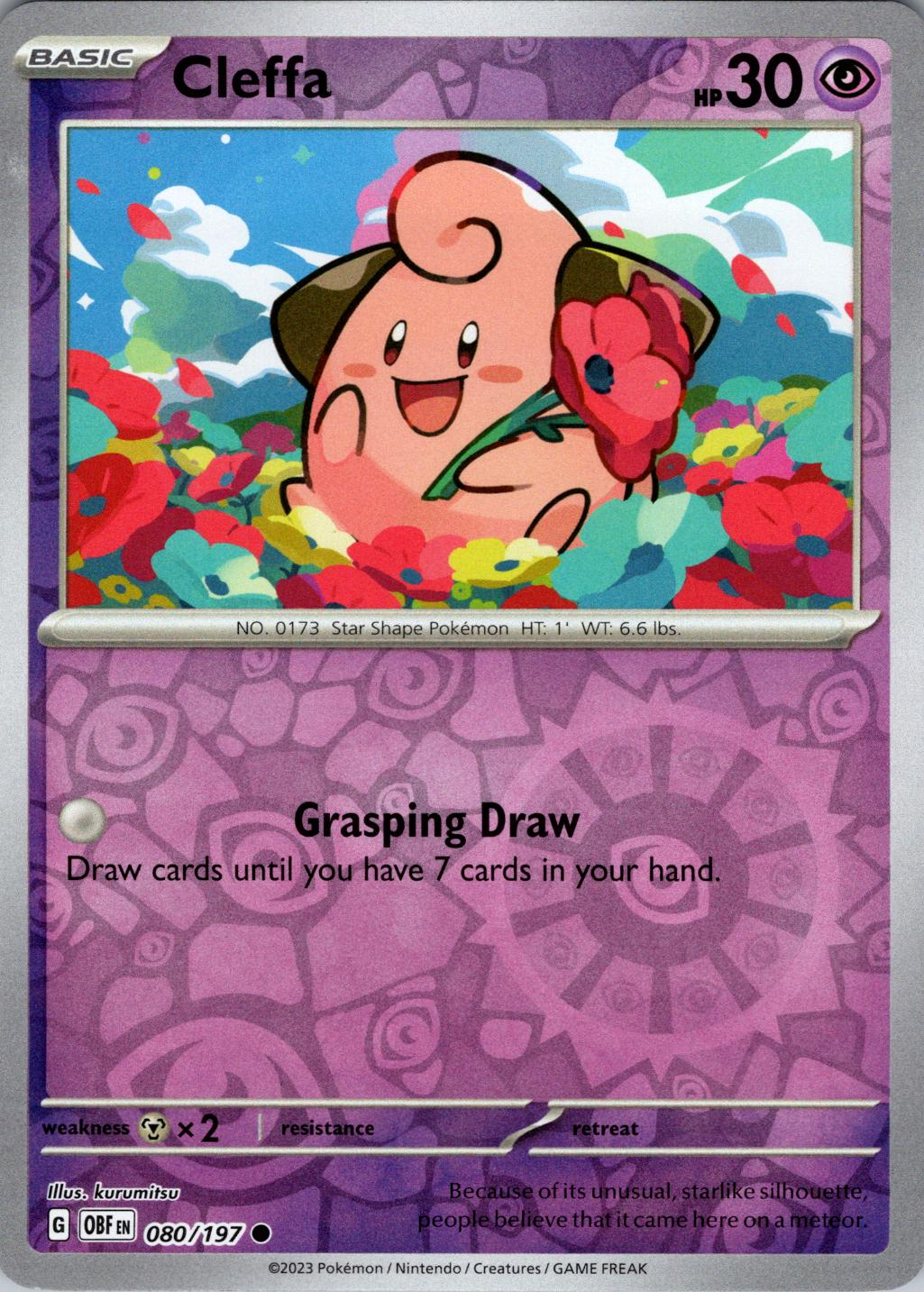 Cleffa Reverse Holografico - Obsidian Flames