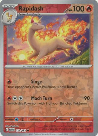 Rapidash Reverse Holo Uncommon SV: Scarlet & Violet 151 078/165 NM