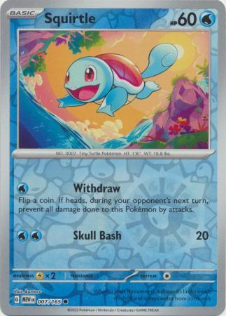 Squirtle - 007/165 Reverse Holo Common SV: Scarlet & Violet 151 007/165 NM