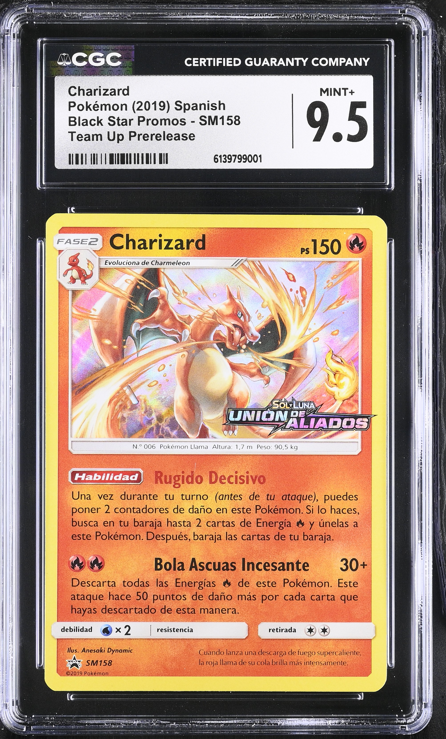 Charizard Pre Release Team Up Spanish Promo - CGC 9.5