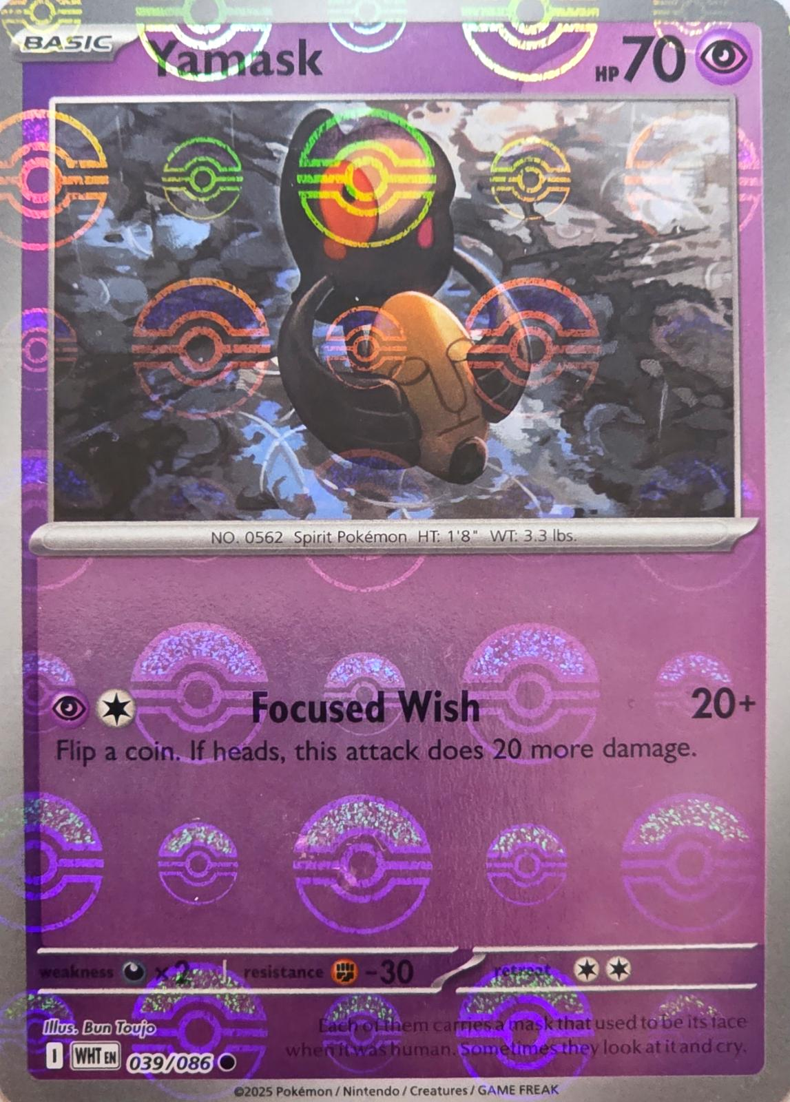 Yamask (Poke Ball Pattern) Holo Common SV: White Flare 039/086 NM