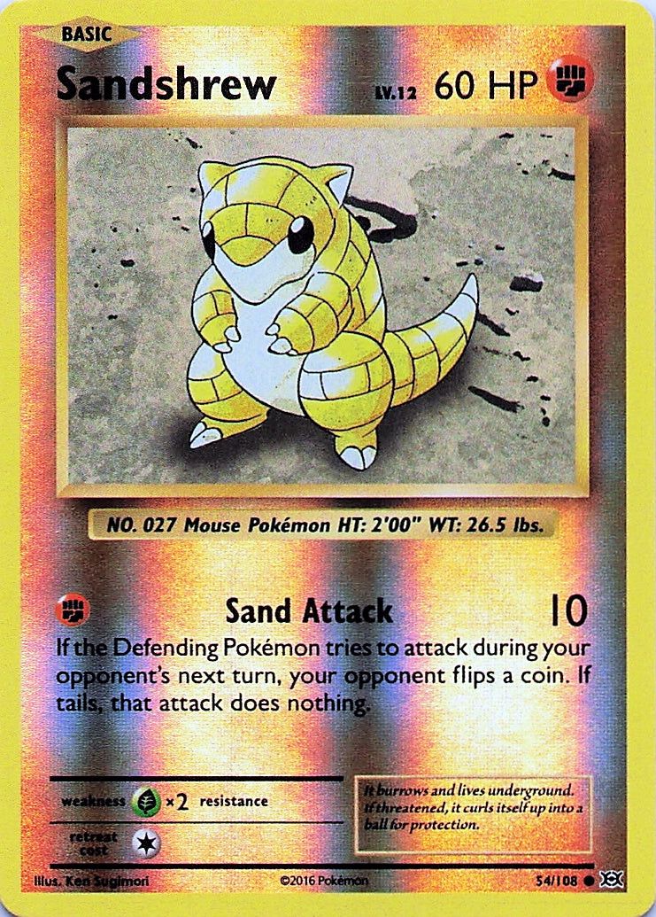 Sandshrew Reverse Holo Common XY - Evolutions 54/108 NM