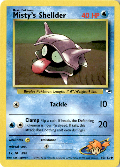 Misty's Shellder Unlimited Common Gym Heroes 089/132 NM