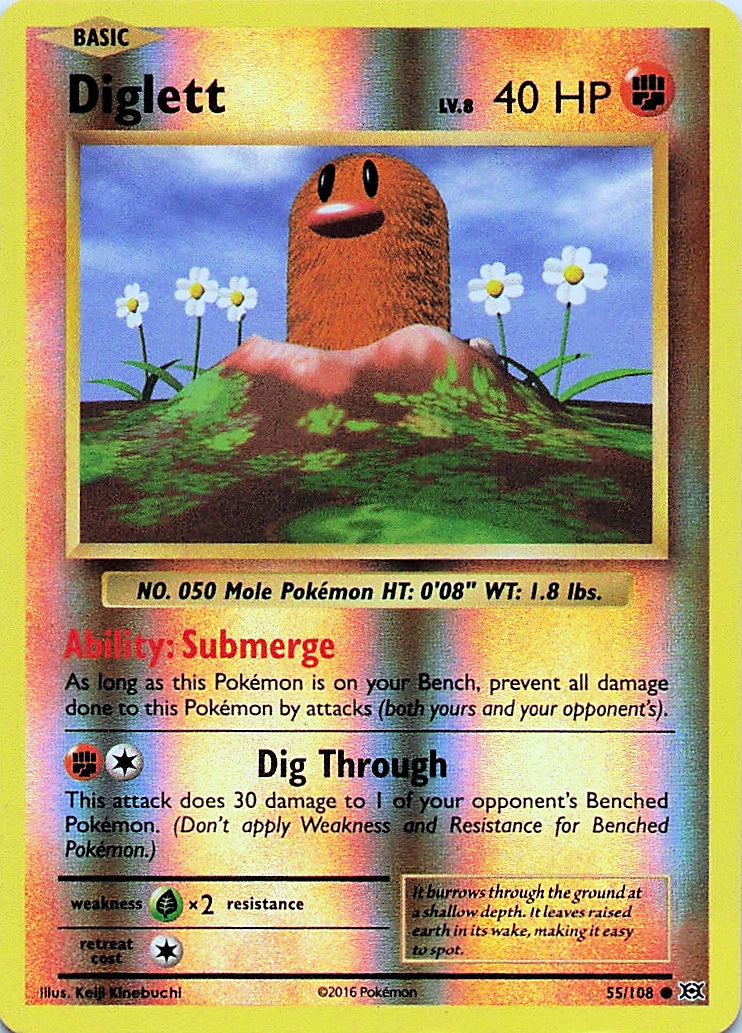 Diglett Reverse Holo Common XY - Evolutions 55/108 NM