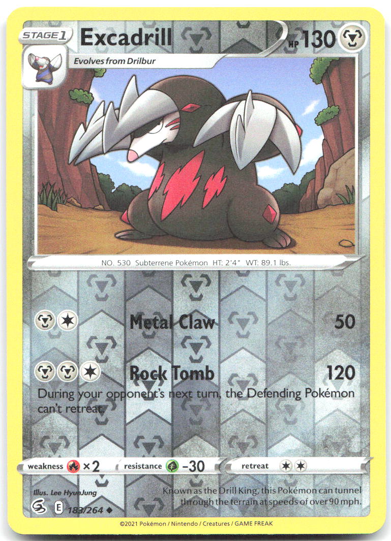 Excadrill Reverse Holo Uncommon SWSH08: Fusion Strike 183/264 NM