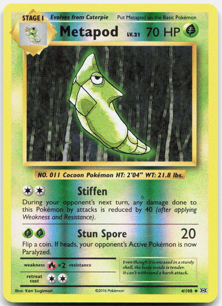 Metapod Reverse Holo Uncommon XY - Evolutions 4/108 NM