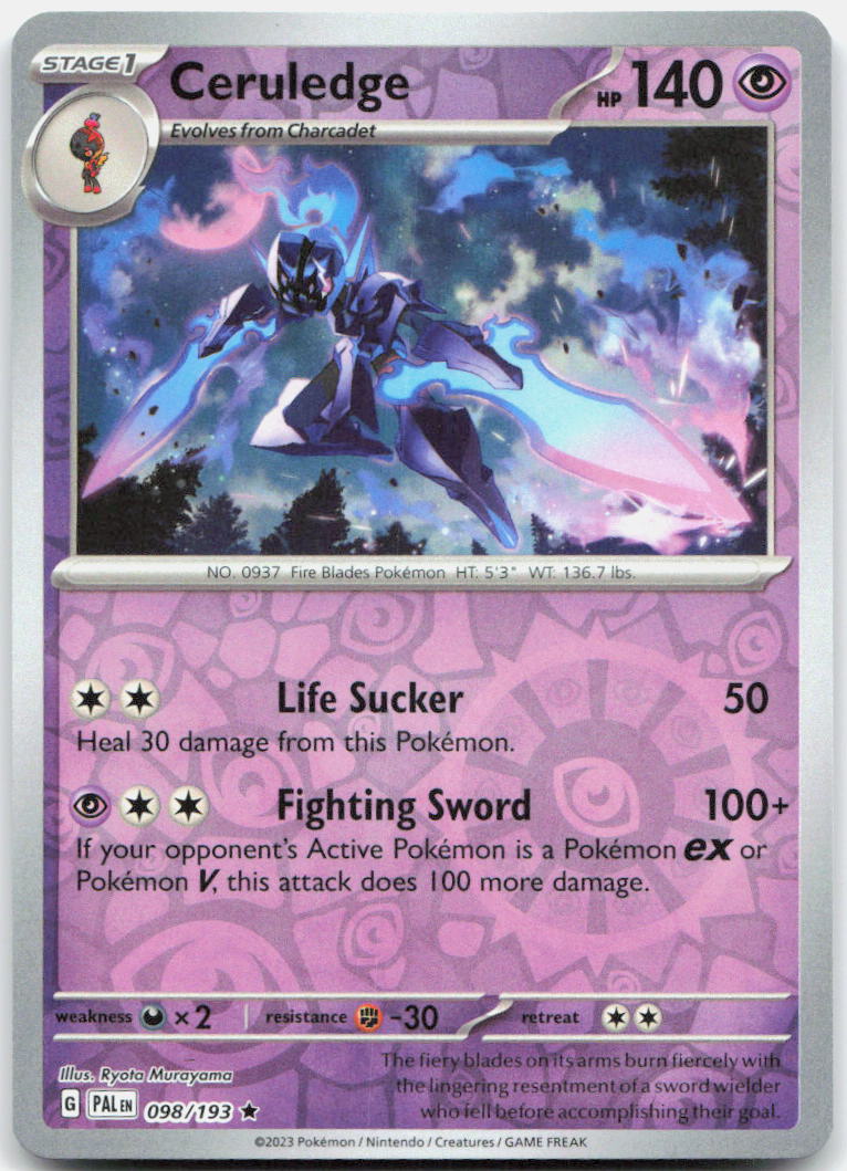 Ceruledge Reverse Holo Rare SV02: Paldea Evolved 098/193 NM