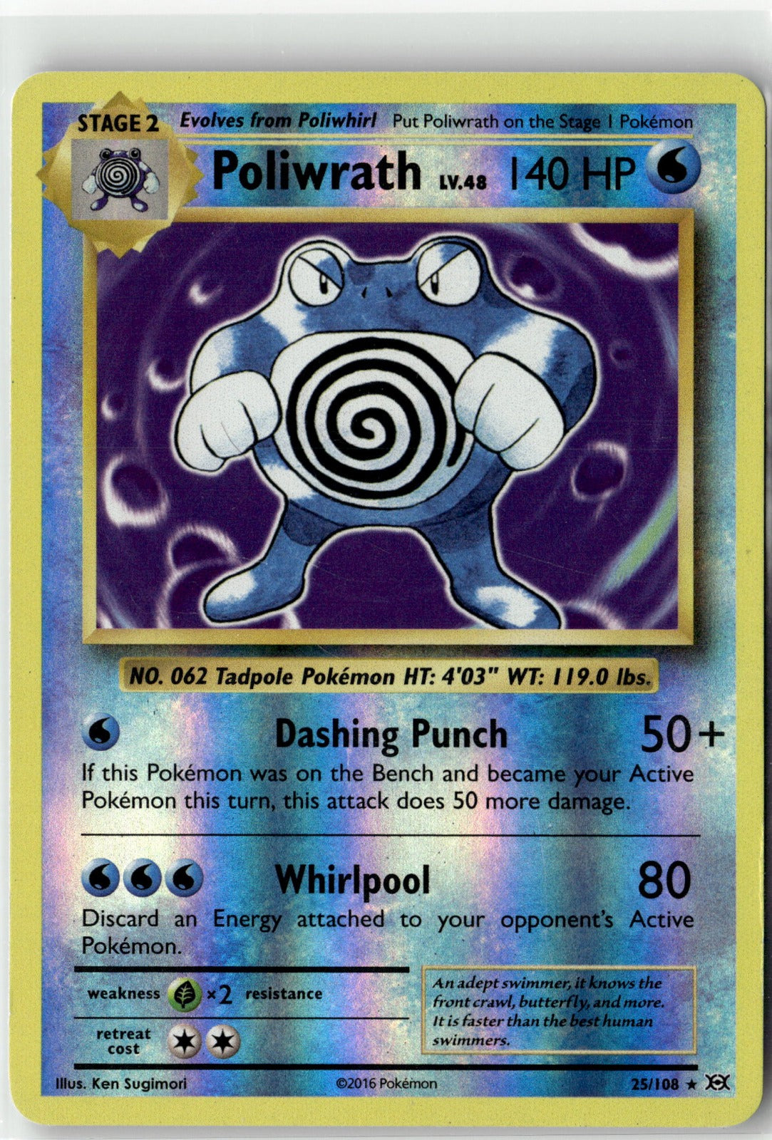 Poliwrath Reverse Holo Holo Rare XY - Evolutions 25/108 NM