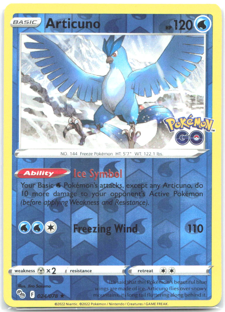 Articuno Reverse Holo Holo Rare Pokemon GO 024/078 LP