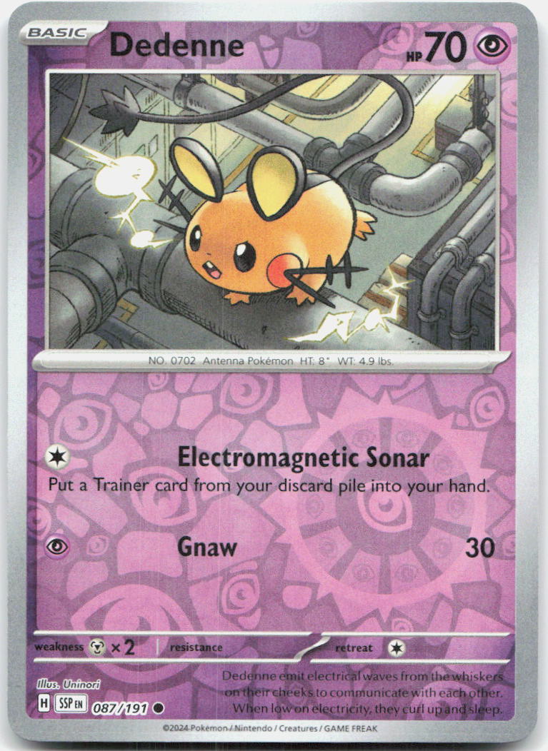 Dedenne Reverse Holo Common SV08: Surging Sparks 087/191 NM