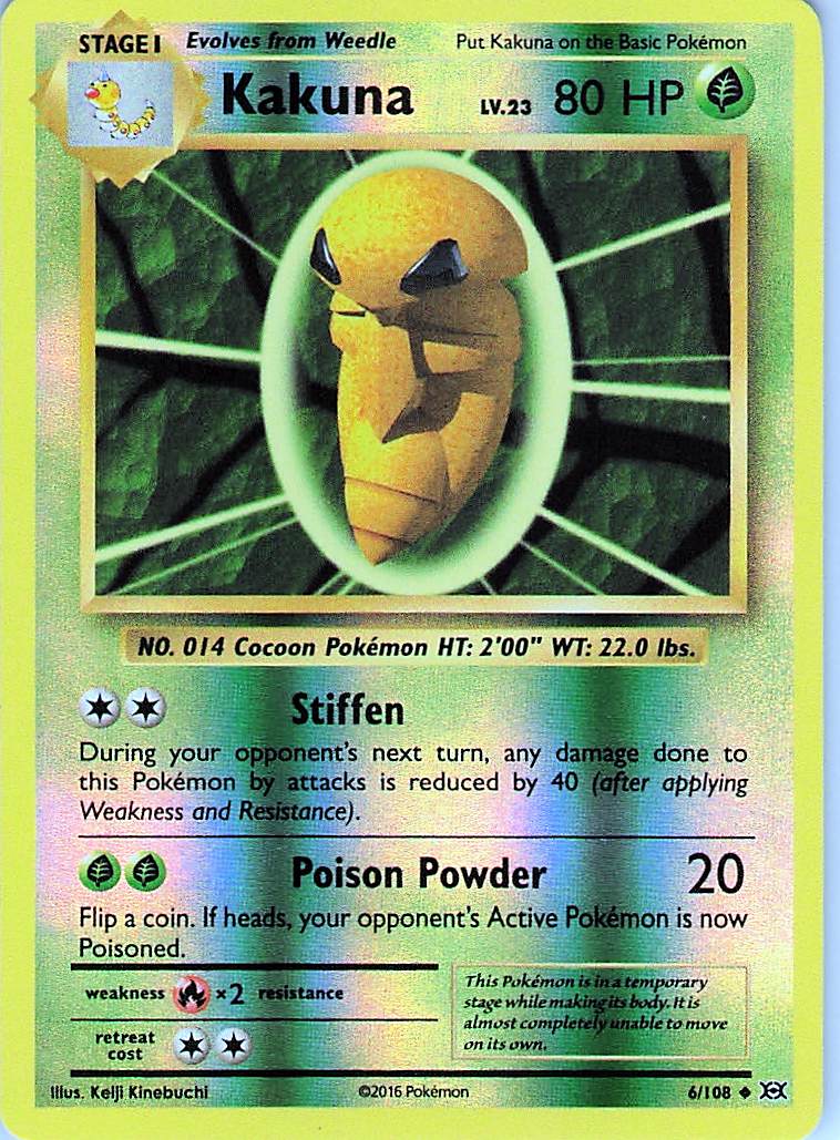 Kakuna Reverse Holo Uncommon XY - Evolutions 6/108 NM
