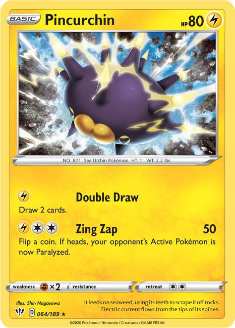 Pincurchin Holo Rare SWSH03: Darkness Ablaze 064/189 NM