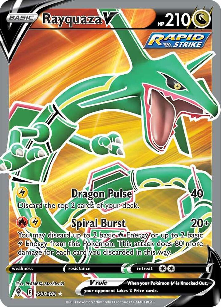 Rayquaza V (Full Art) Holo Ultra Rare SWSH07: Evolving Skies 193/203 NM