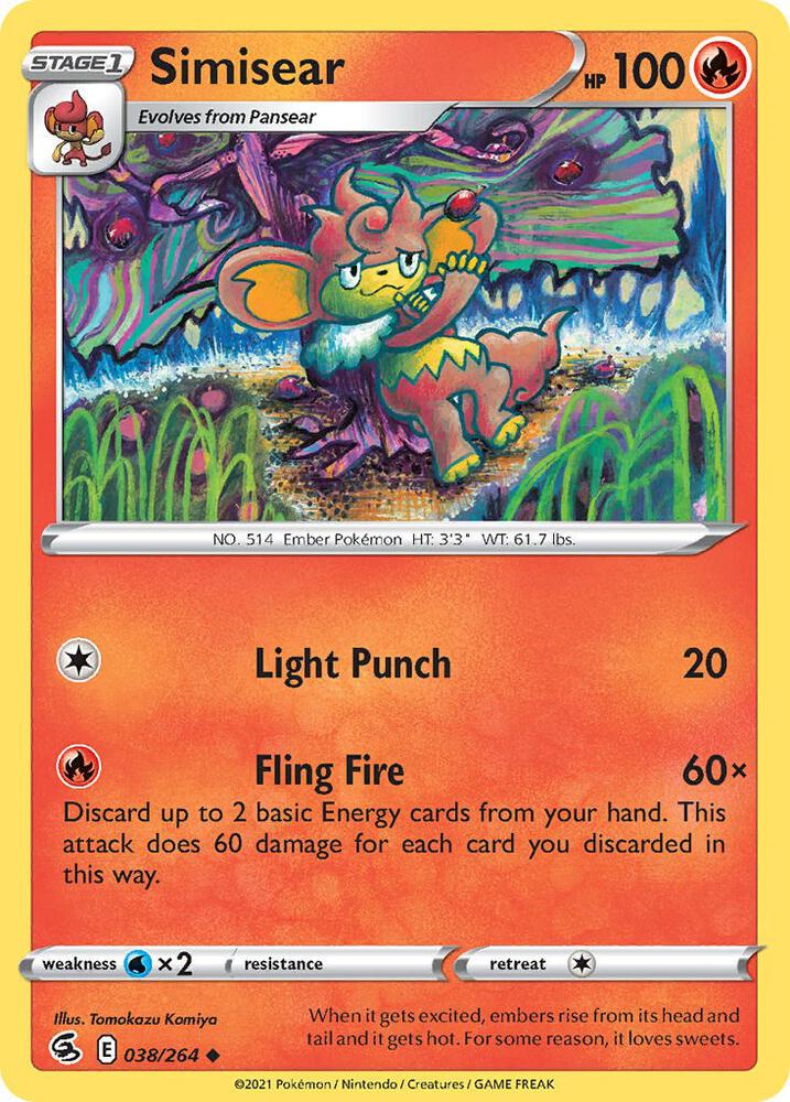 Simisear Uncommon SWSH08: Fusion Strike 038/264 NM