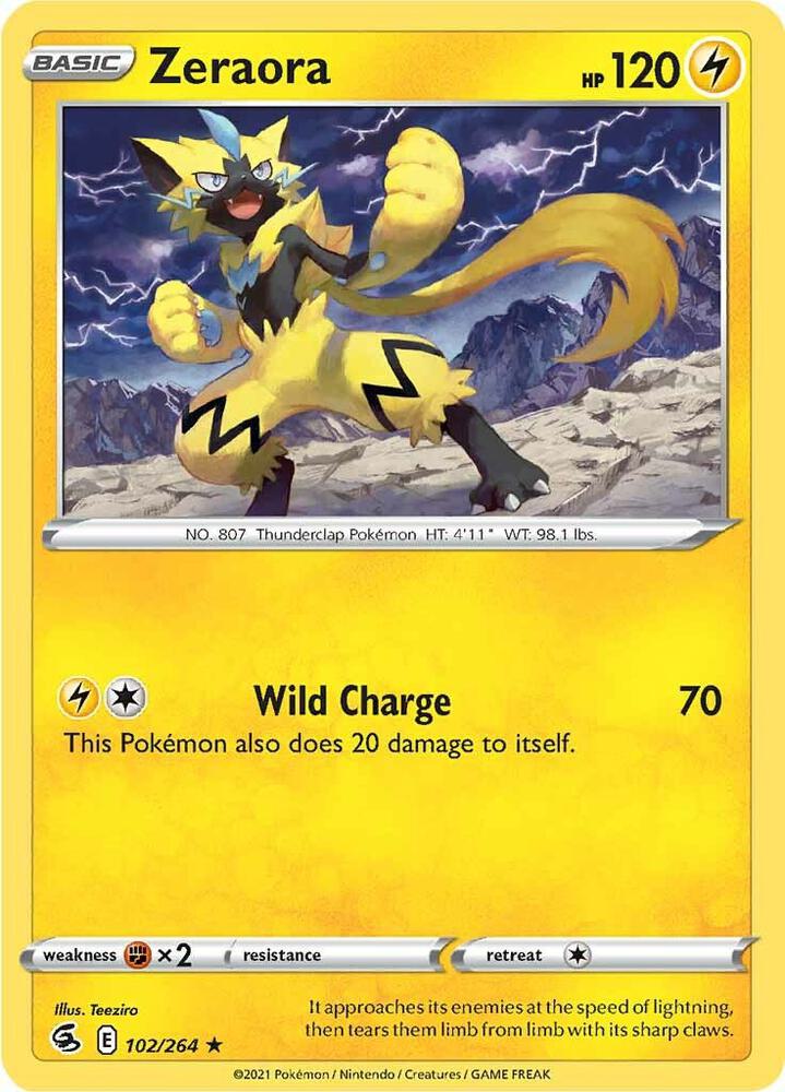 Zeraora Rare SWSH08: Fusion Strike 102/264 NM