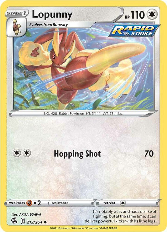 Lopunny Uncommon SWSH08: Fusion Strike 213/264 NM