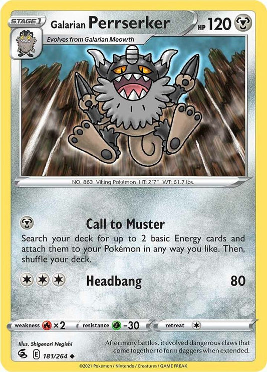 Galarian Perrserker Uncommon SWSH08: Fusion Strike 181/264 NM