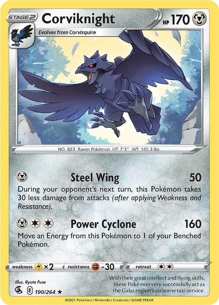 Corviknight Rare SWSH08: Fusion Strike 190/264 NM