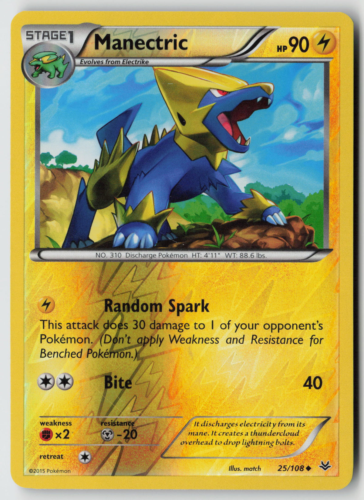Manectric Reverse Holo Uncommon XY - Roaring Skies 25/108 LP