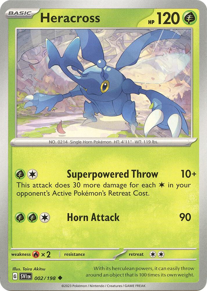 Heracross Reverse Holo Uncommon SV01: Scarlet & Violet Base Set 002/198 NM