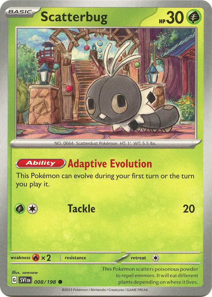 Scatterbug Reverse Holo Common SV01: Scarlet & Violet Base Set 008/198 NM