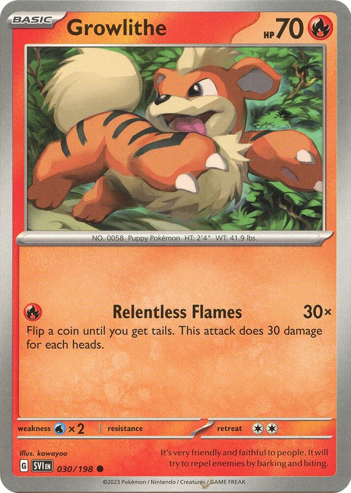 Growlithe - 030/198 Reverse Holo Common SV01: Scarlet & Violet Base Set 030/198 NM