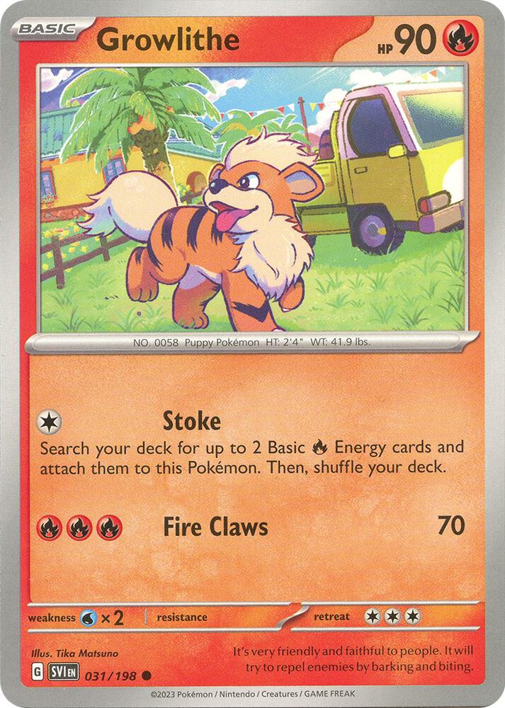 Growlithe - 031/198 Reverse Holo Common SV01: Scarlet & Violet Base Set 031/198 NM