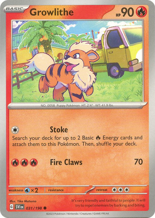 Growlithe - 031/198 Reverse Holo Common SV01: Scarlet & Violet Base Set 031/198 NM