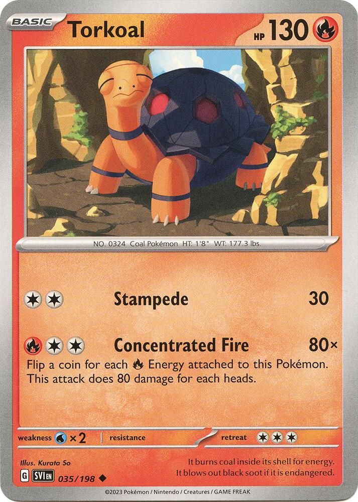 Torkoal Reverse Holo Uncommon SV01: Scarlet & Violet Base Set 035/198 NM